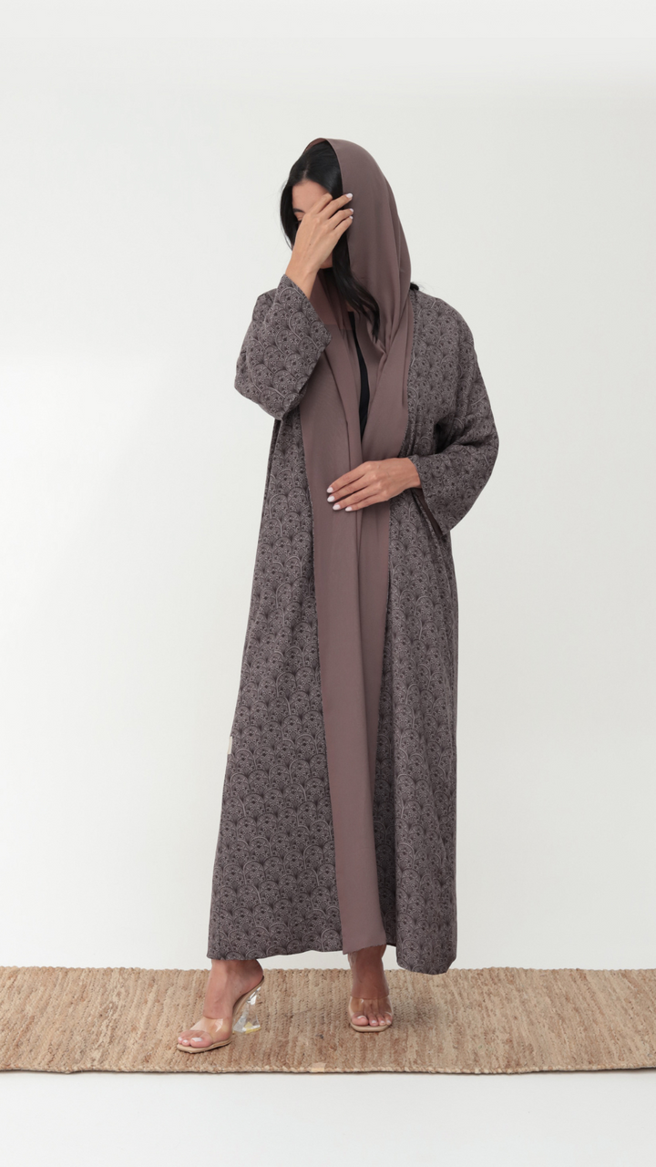 Basic Arabic Prints Reversible - Brown Abaya