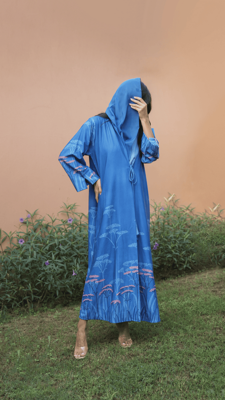 Basic Flowers - Rawan Blue Abaya