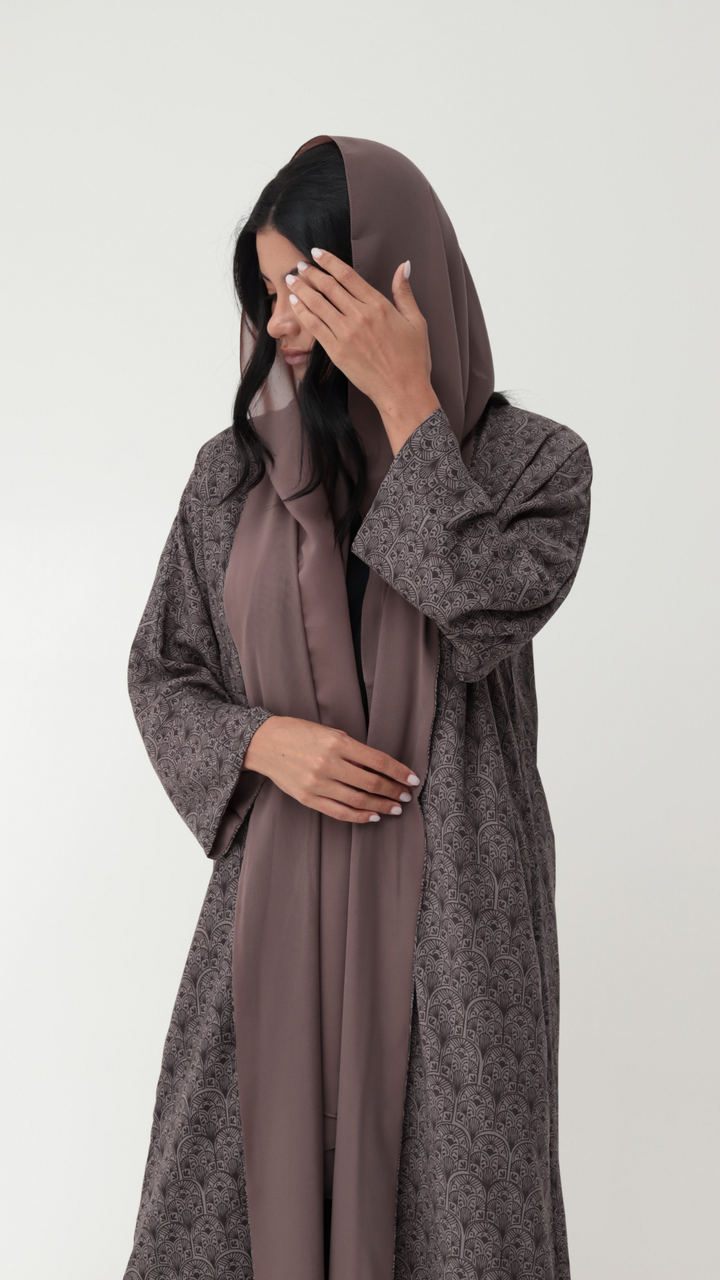 Basic Arabic Prints Reversible - Brown Abaya