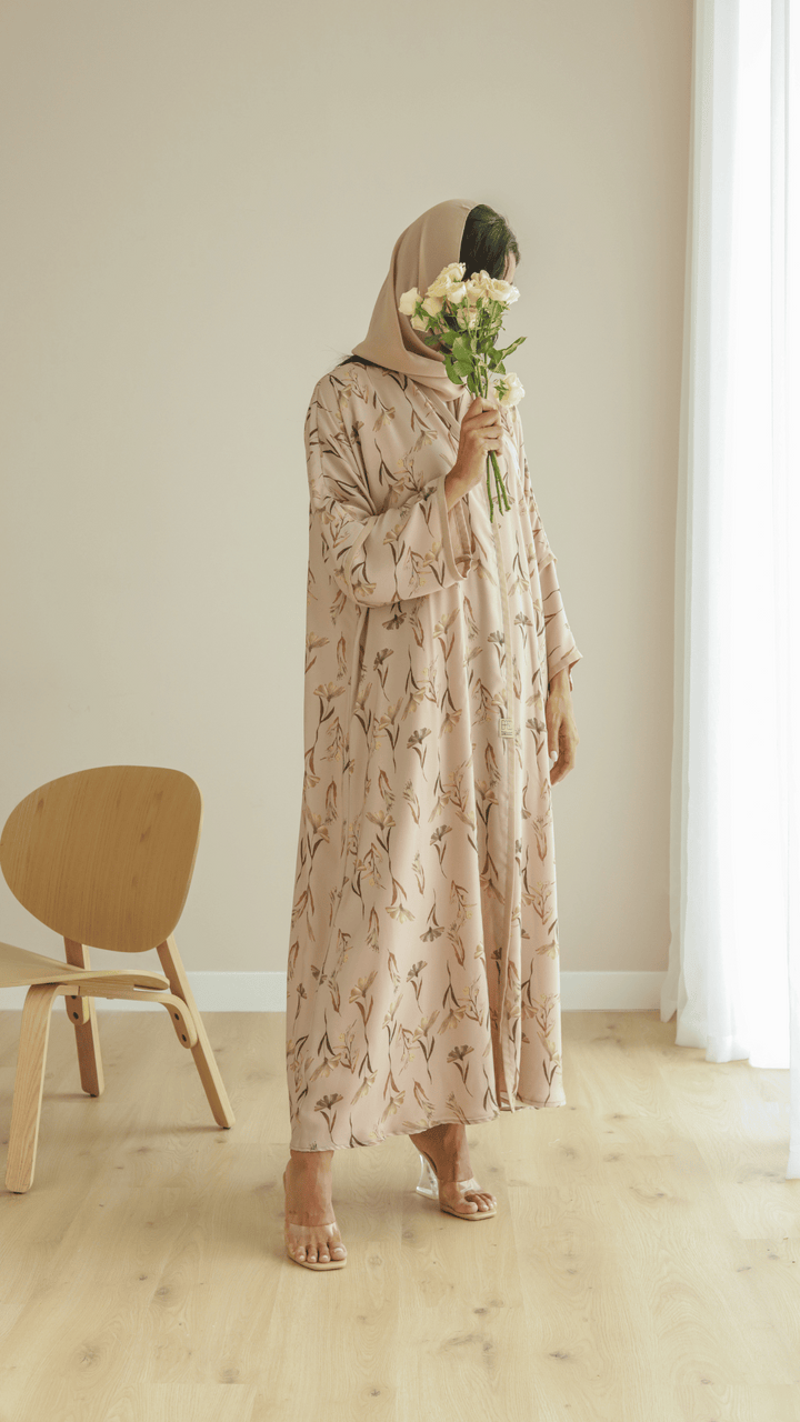 Basic Flowers (Beige Abaya) - Ready to Wear