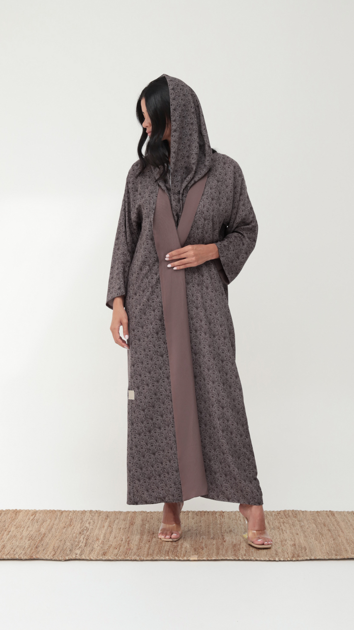 Basic Arabic Prints Reversible - Brown Abaya