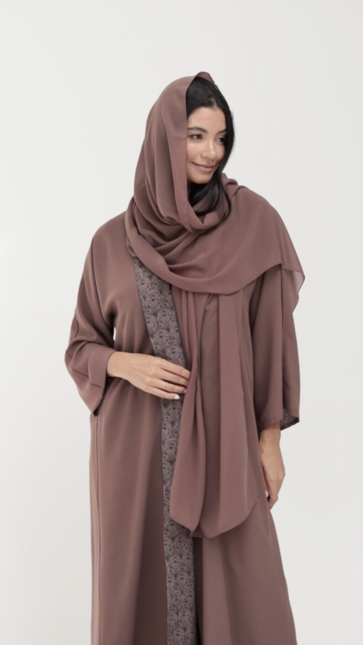 Basic Arabic Prints Reversible - Brown Abaya