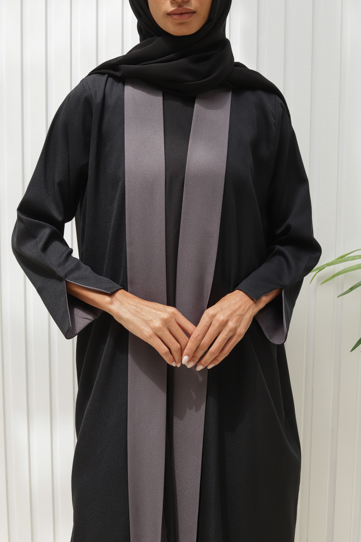 Basic Panel (Black & Grey Abaya) - BasicAbaya