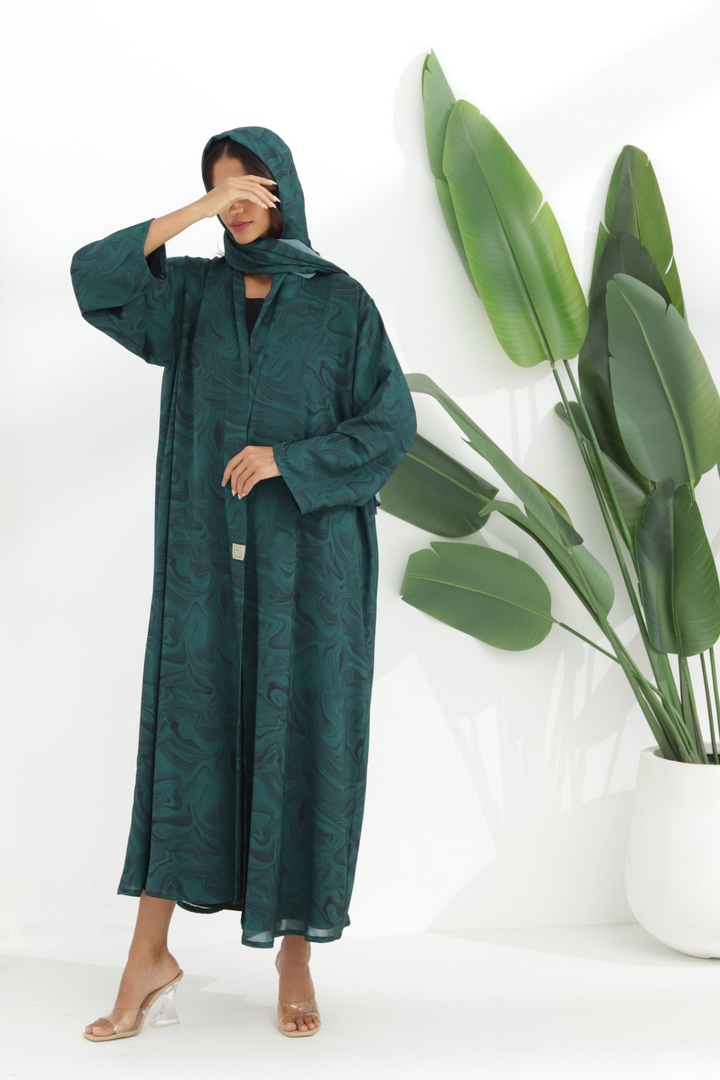 Basic Swirl New (Green Abaya) - Ready to Wear