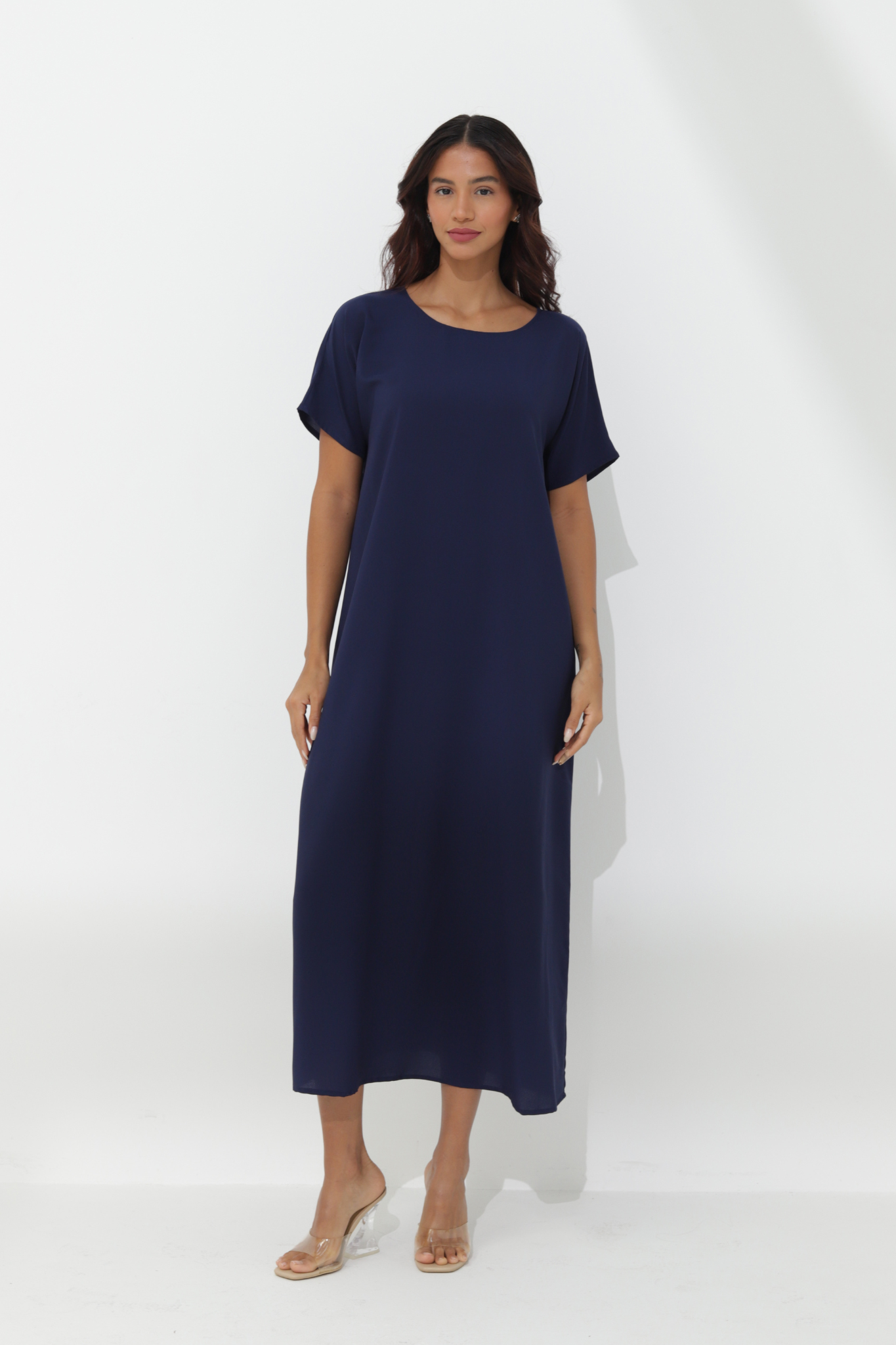 Navy Blue Dress - Short Sleeves – BasicAbaya