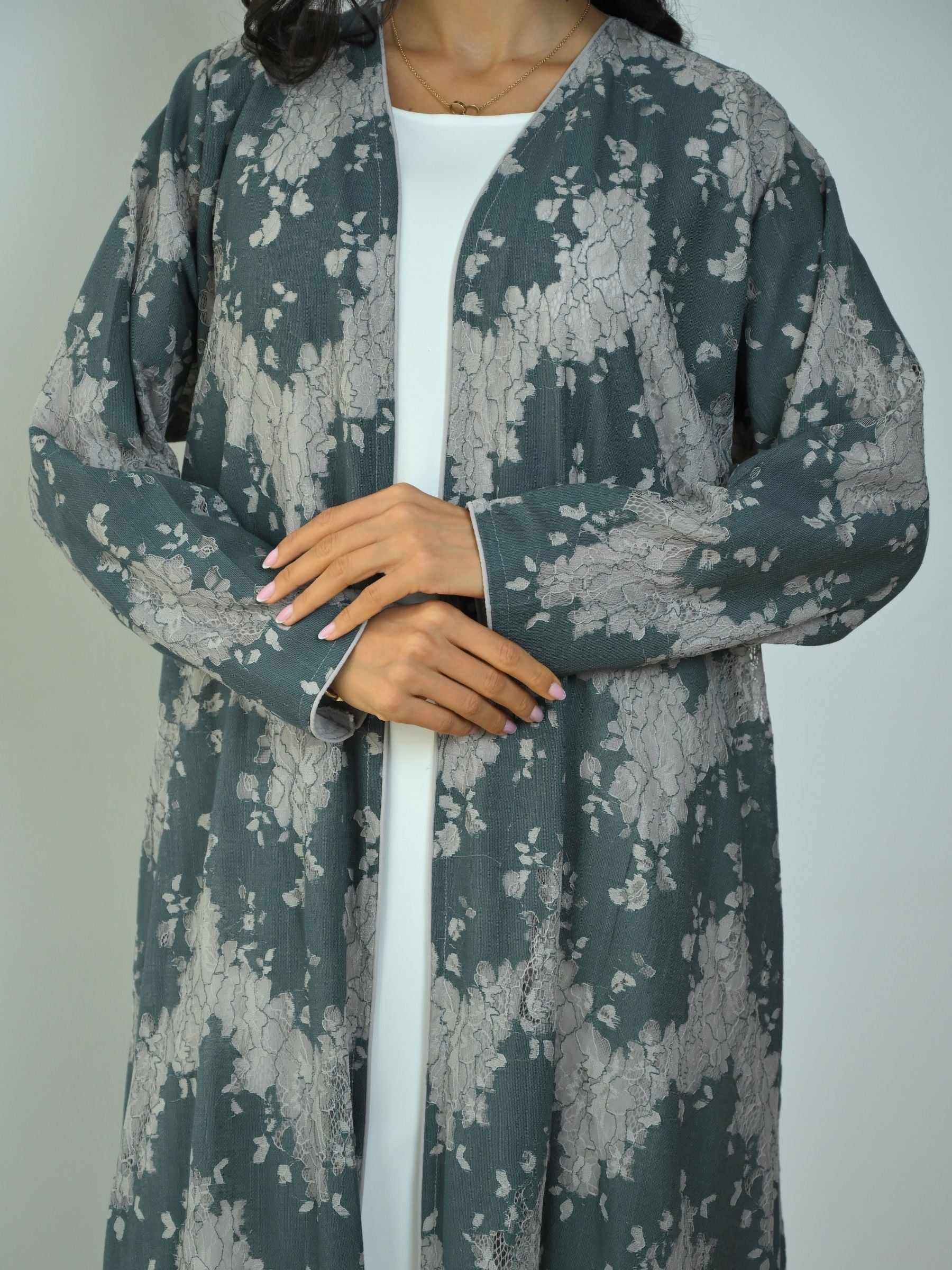 Basic Linen Dantel (Teal Abaya) - BasicAbaya