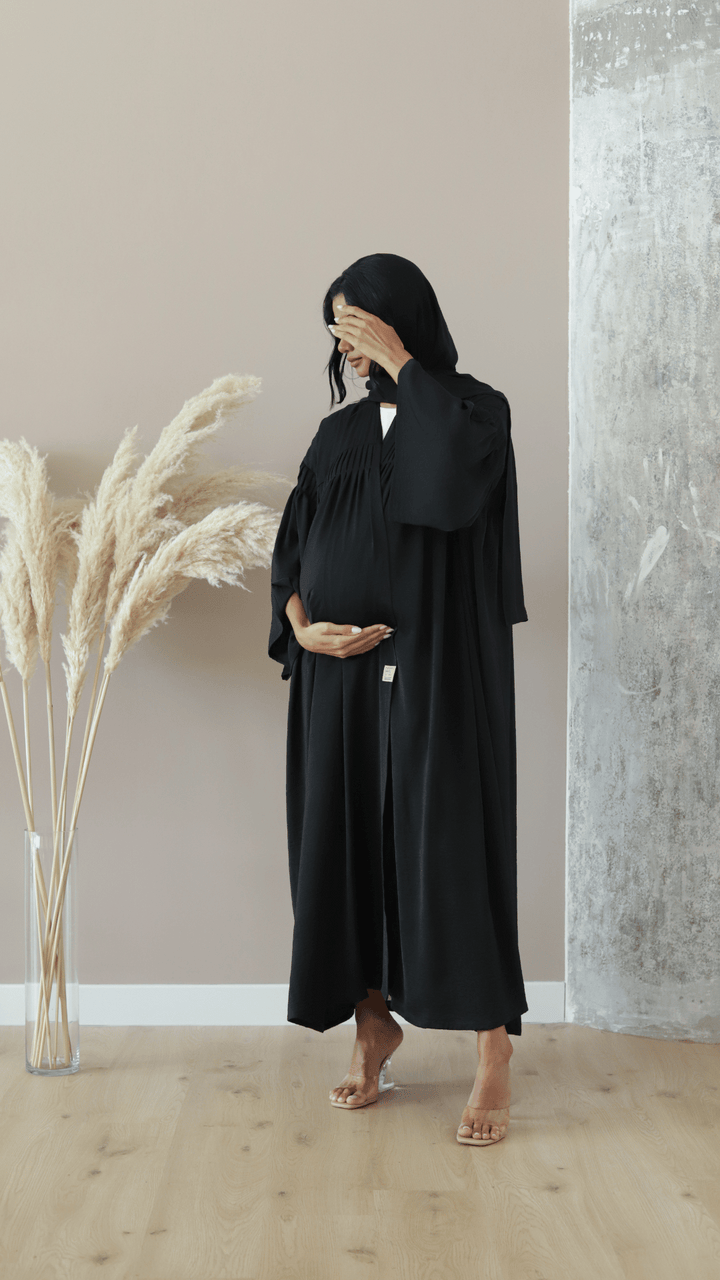 Basic Pregnant pleats (Black Abaya) - Ready to Wear