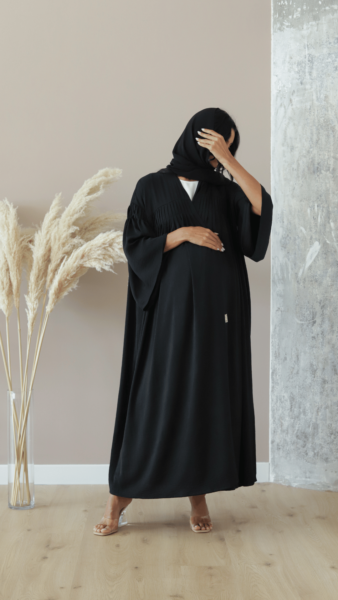 Basic Pregnant pleats (Black Abaya) - Ready to Wear