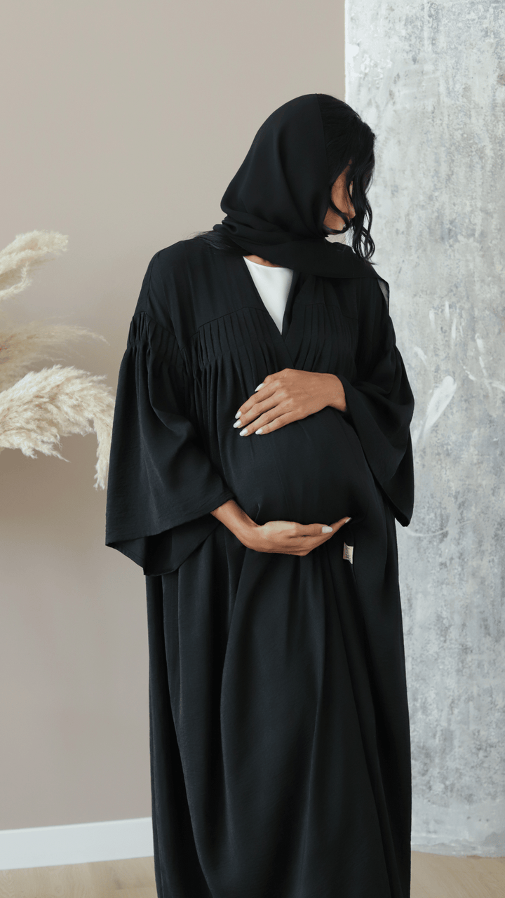 Basic Pregnant pleats (Black Abaya) - Ready to Wear