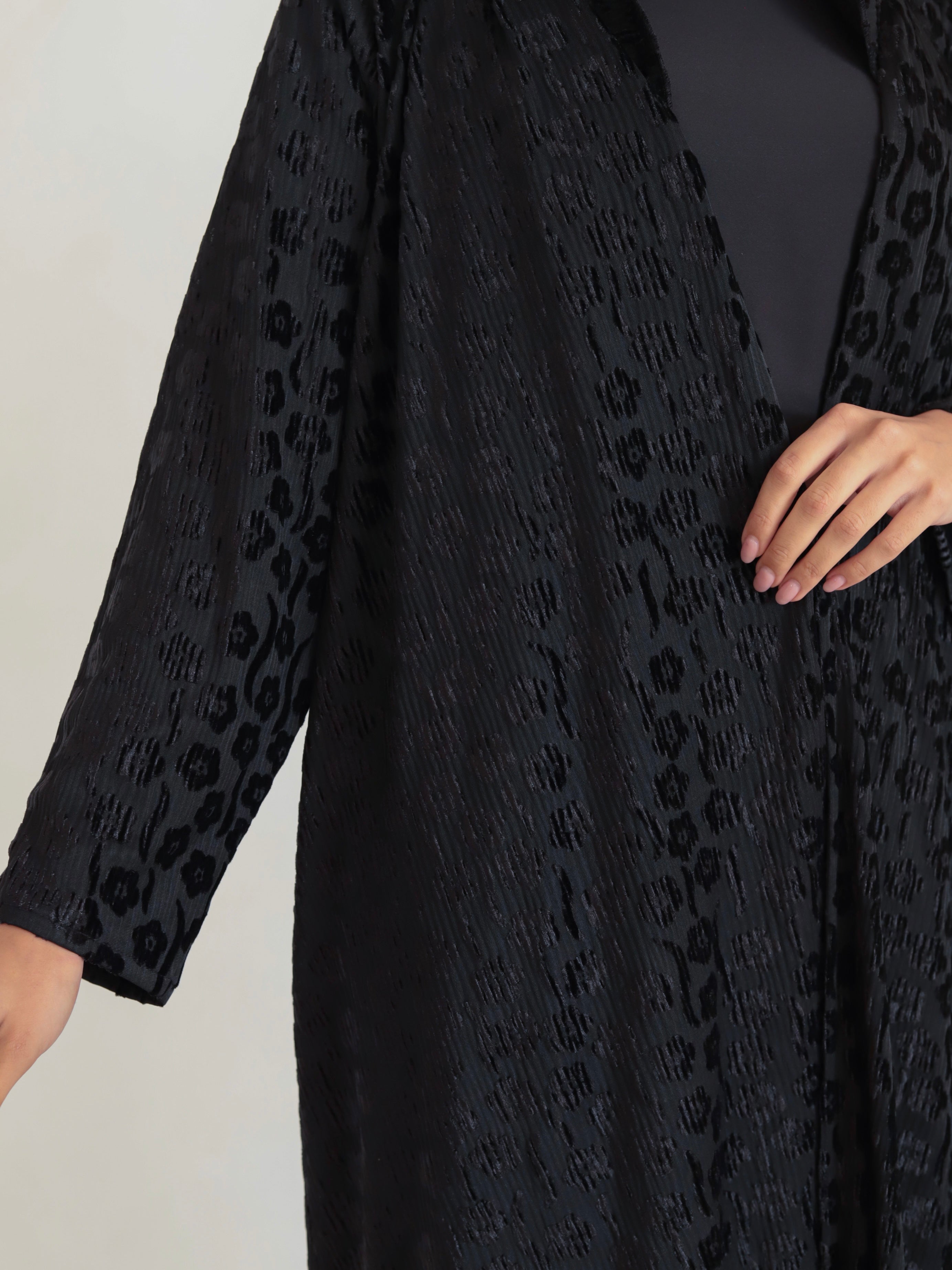 Basic Velvet Chiffon (Floral Black Abaya)