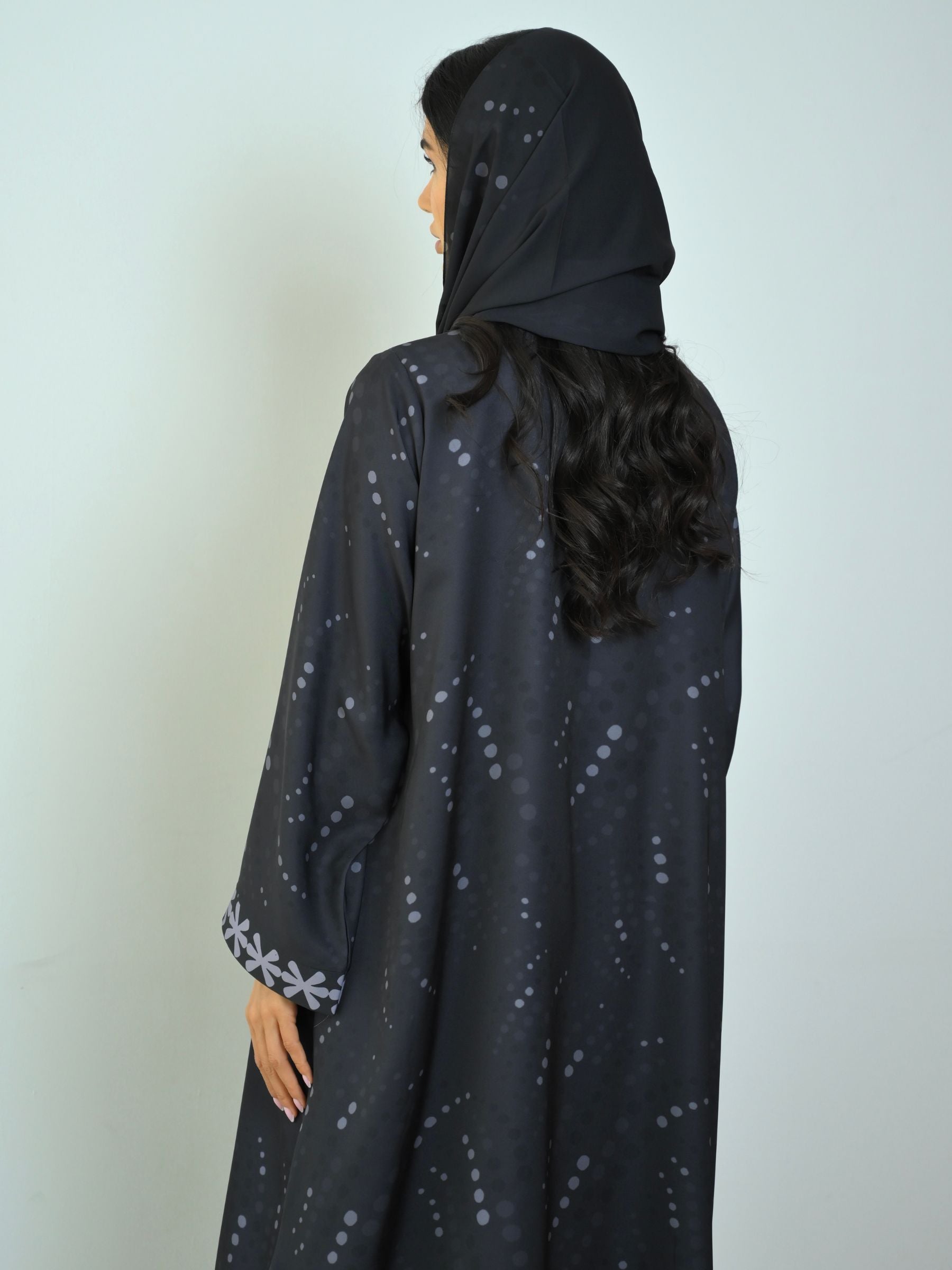Basic Printed Polka (Black Abaya) - BasicAbaya