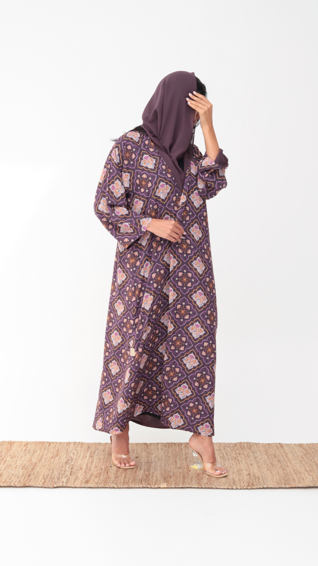 Basic Arabic Prints Reversible - Purple Abaya