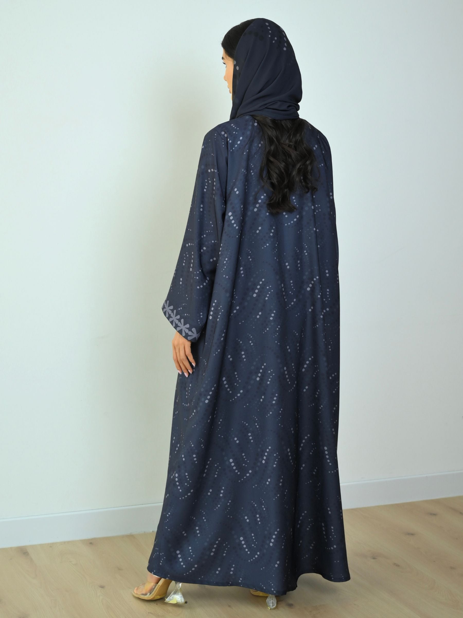 Basic Printed Polka (Navy Blue Abaya)