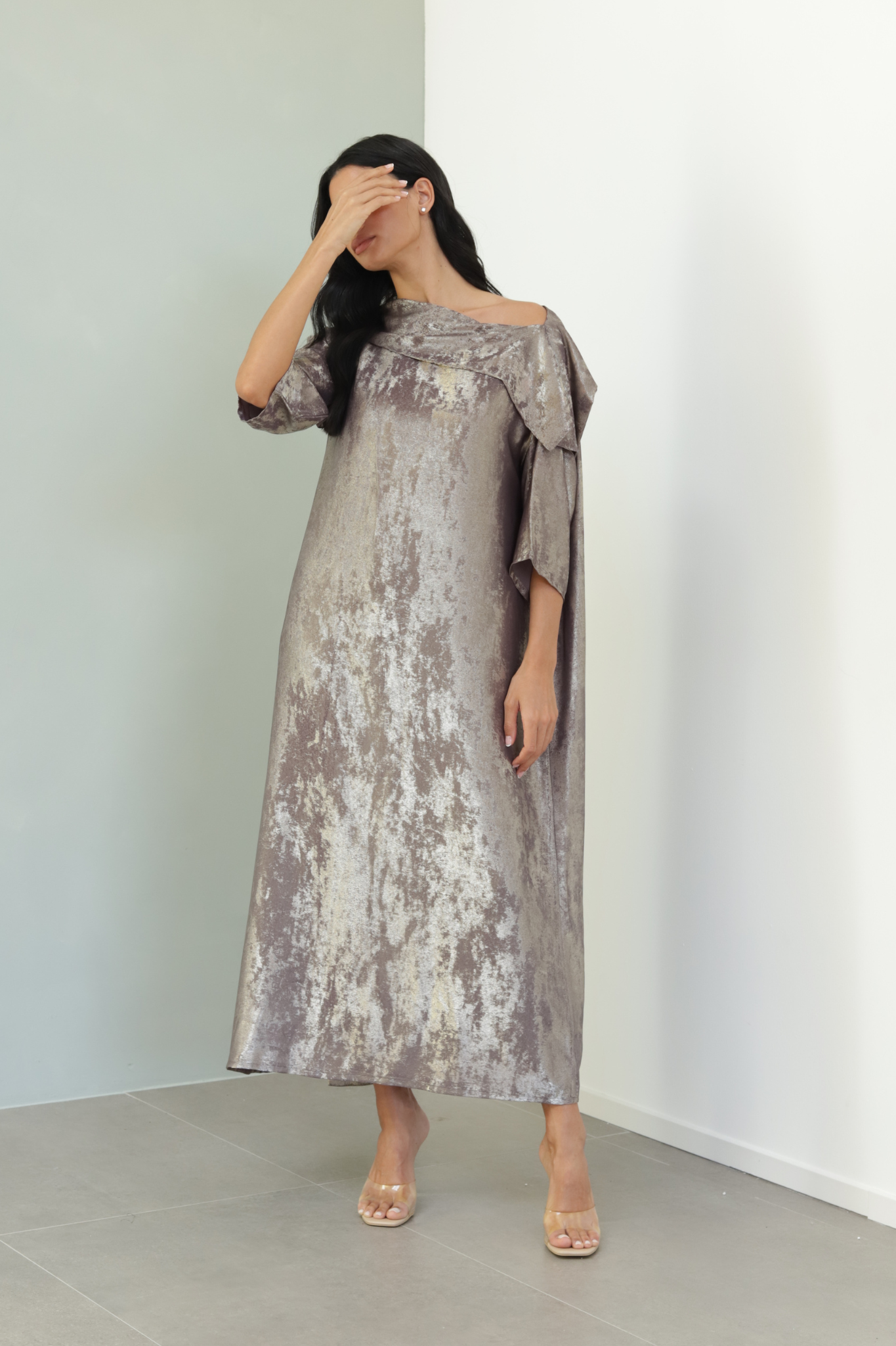 Basic Clouds Set (Grey Abaya with Dress) - BasicAbaya