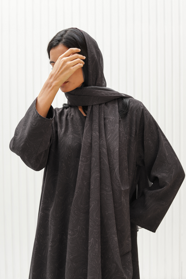 Basic Swirl (Grey Abaya) - Ready to Wear