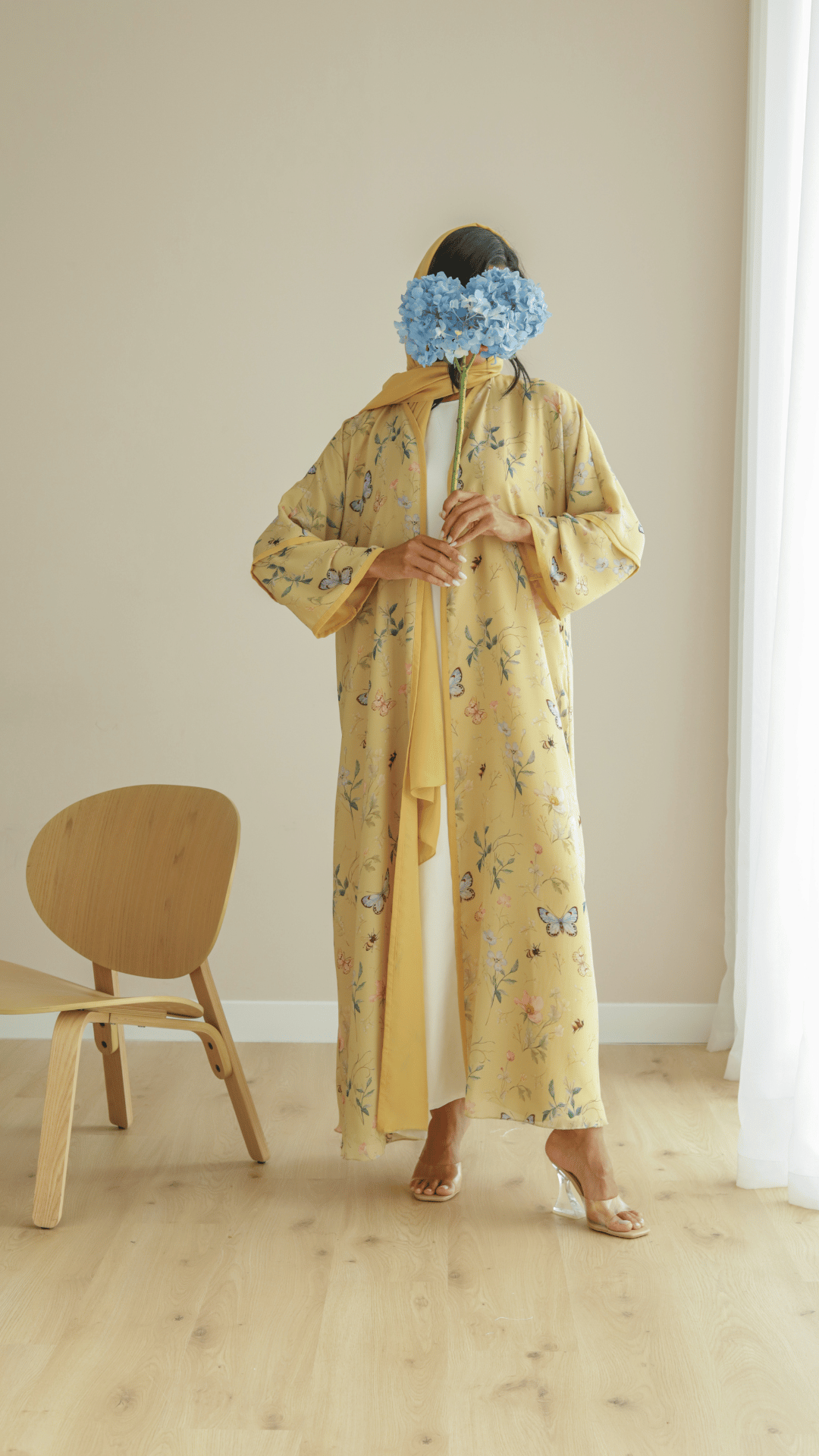 Basic Flowers (Yellow Abaya) - Ready to Wear