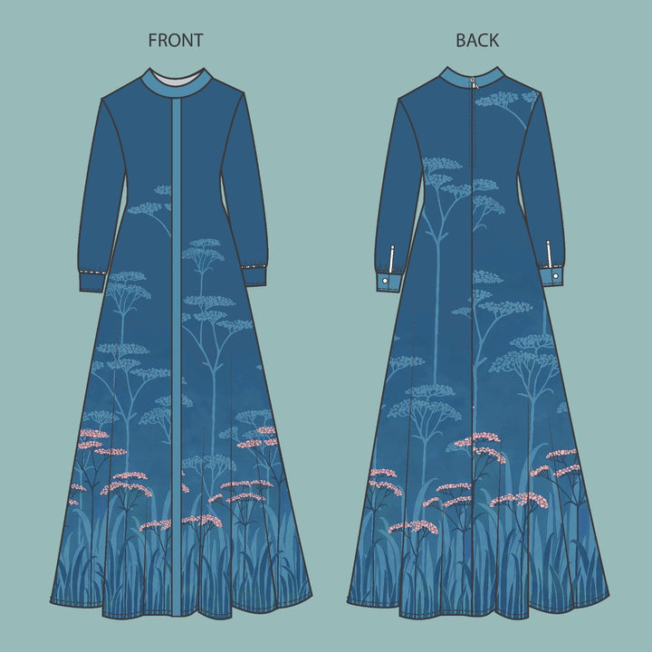 Basic Flowers - Rawan Blue Abaya