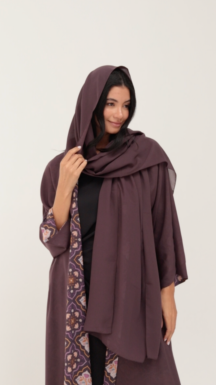 Basic Arabic Prints Reversible - Purple Abaya