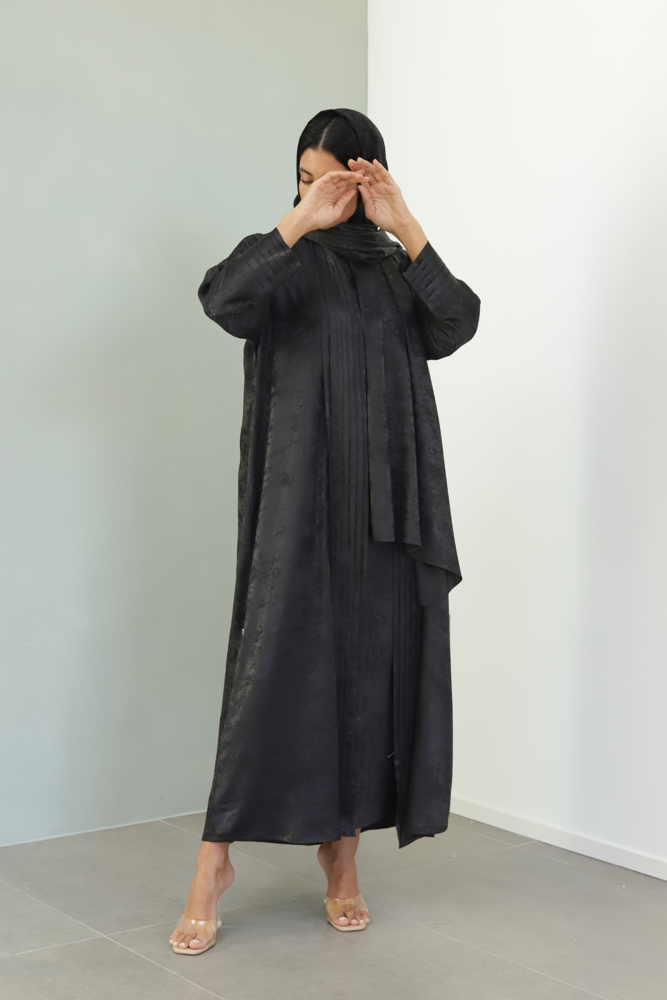 Basic Clouds Set (Black Abaya with Dress) - BasicAbaya