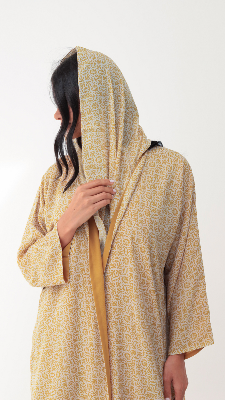 Basic Arabic Prints Reversible - Yellow Abaya