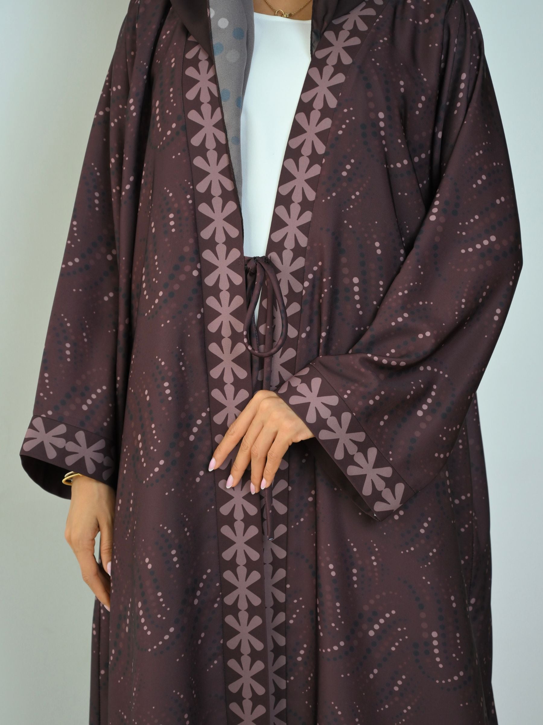 Basic Printed Polka (Brown Abaya) - BasicAbaya