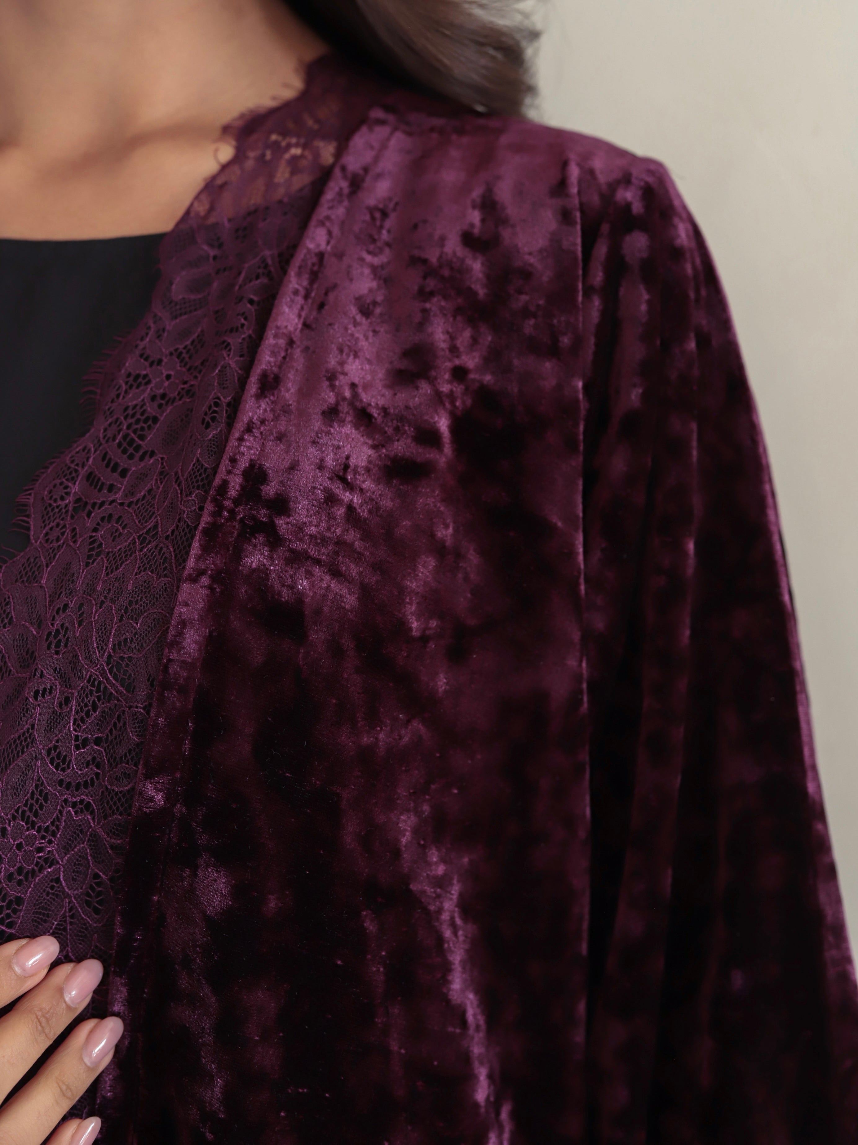Basic Velvet Lace (Purple Abaya)
