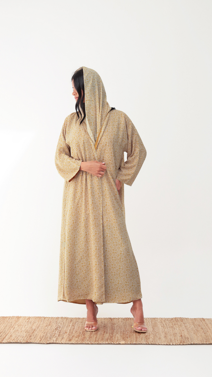 Basic Arabic Prints Reversible - Yellow Abaya