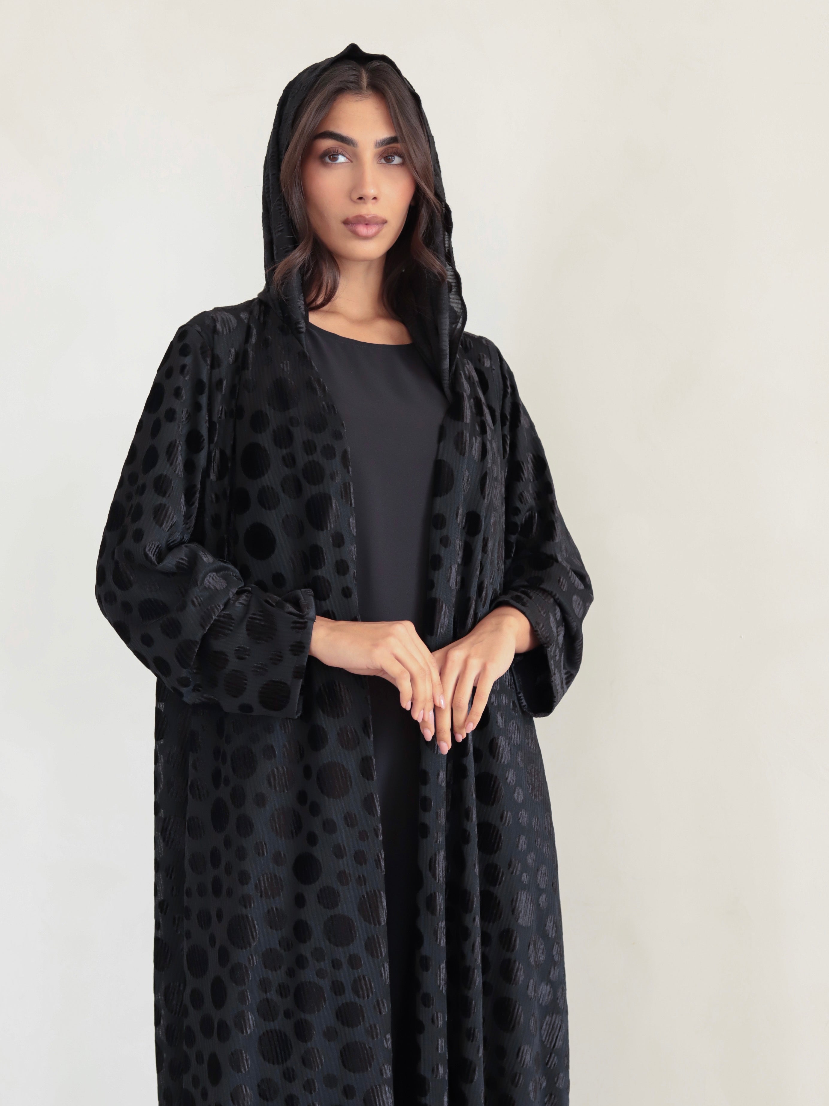 Basic Velvet Chiffon (Polka Black Abaya)