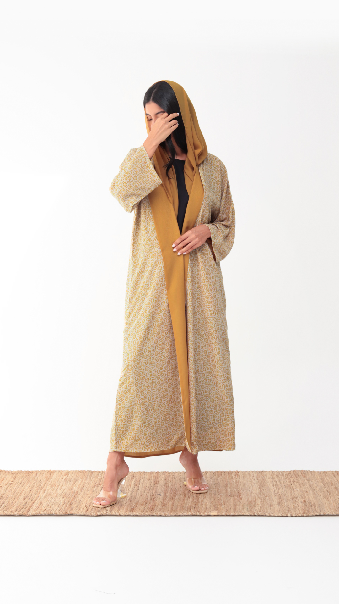 Basic Arabic Prints Reversible - Yellow Abaya