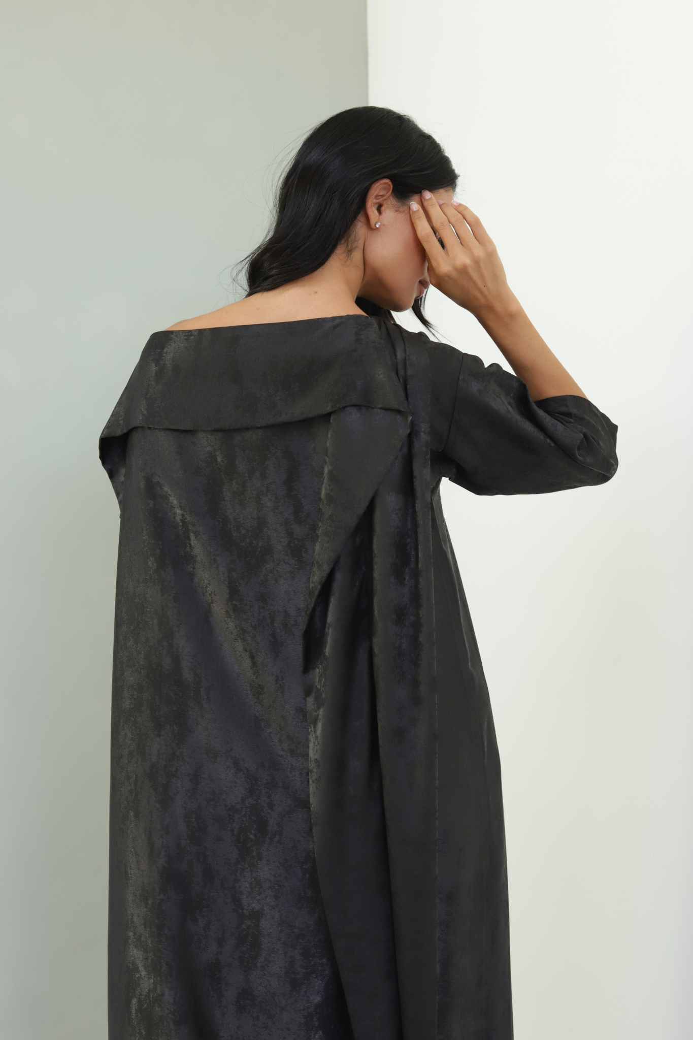 Basic Clouds Set (Black Abaya with Dress) - BasicAbaya