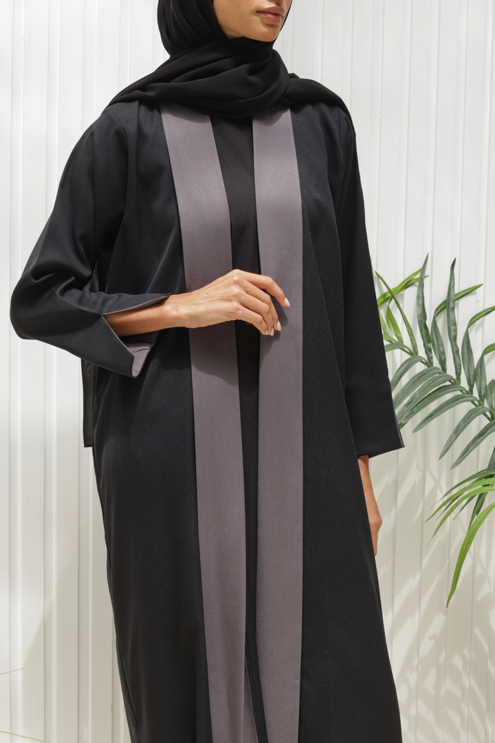 Basic Panel (Black & Grey Abaya) - BasicAbaya