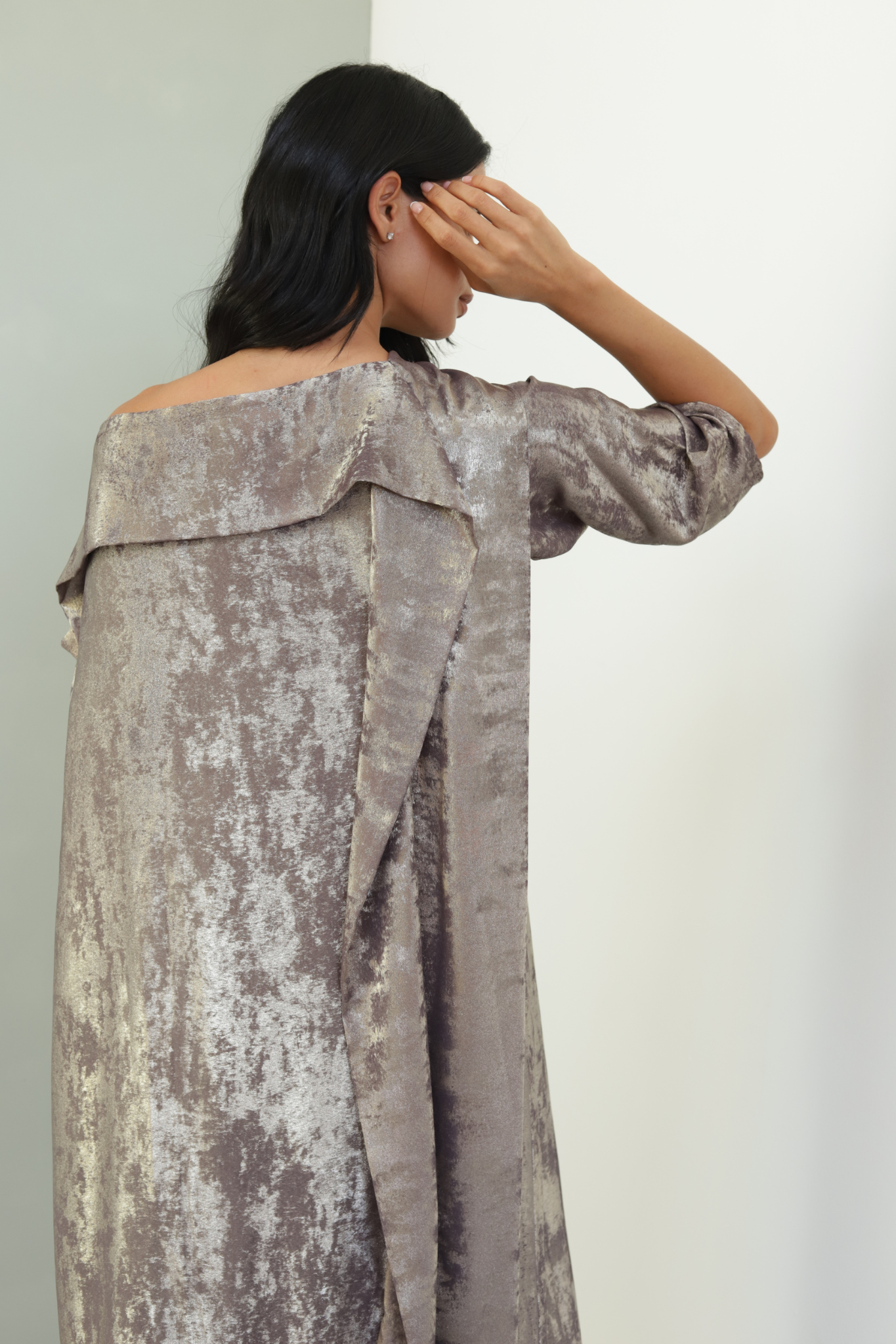 Basic Clouds Set (Grey Abaya with Dress) - BasicAbaya
