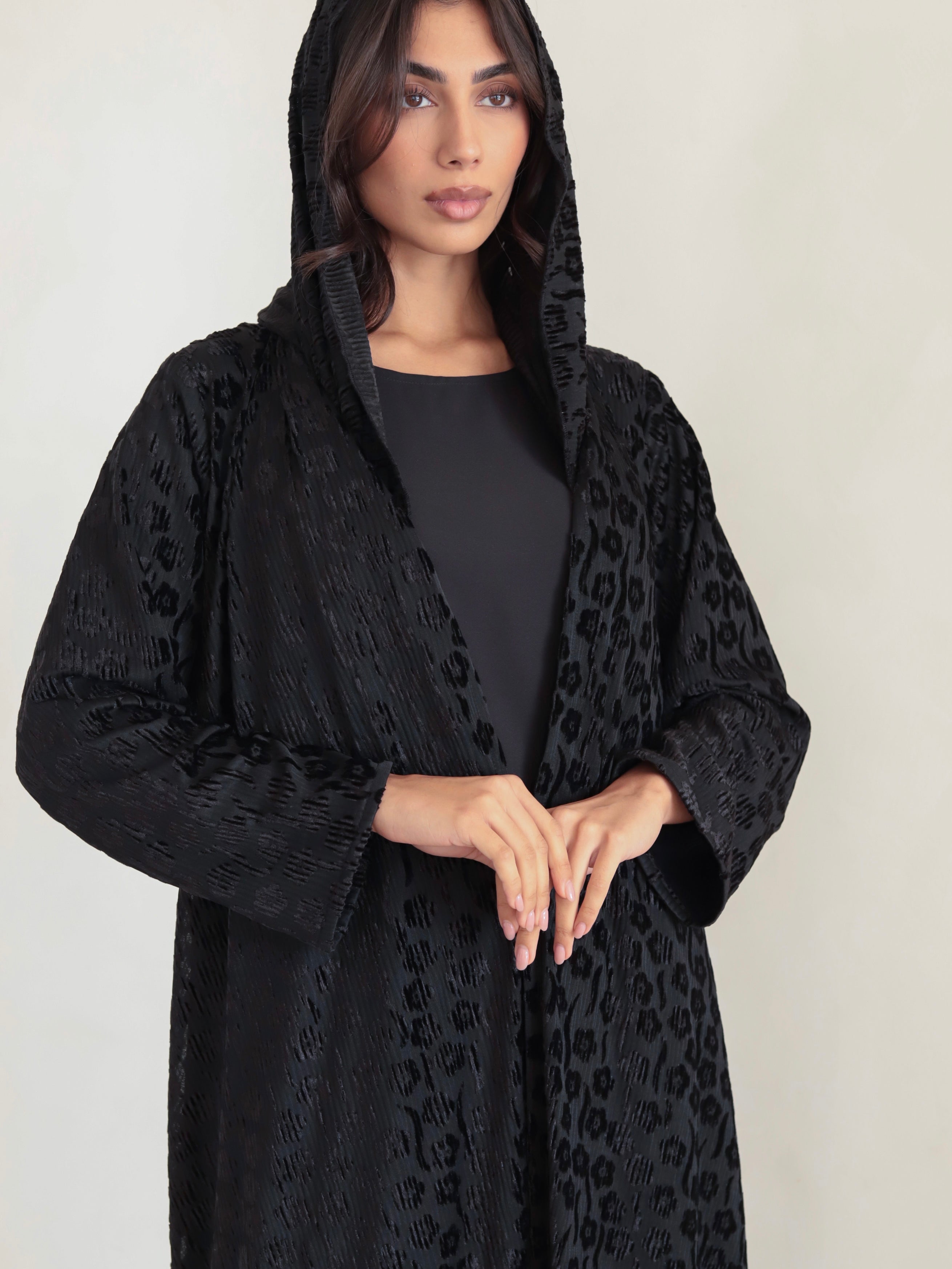 Basic Velvet Chiffon (Floral Black Abaya)