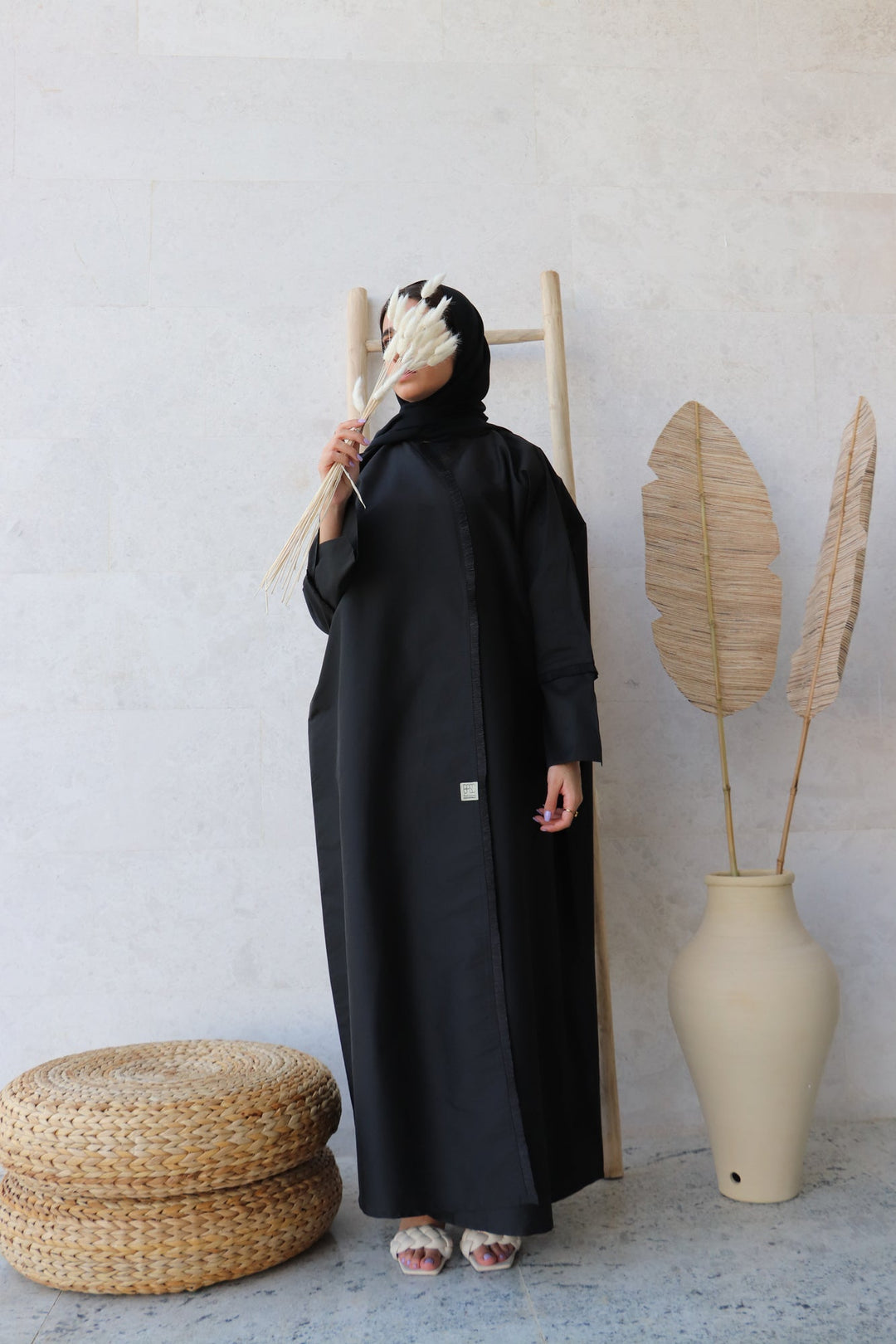 Basic 03 Three Black Abaya with Fringe Lace ready to wear Design 1 by Basic Abaya Dubai