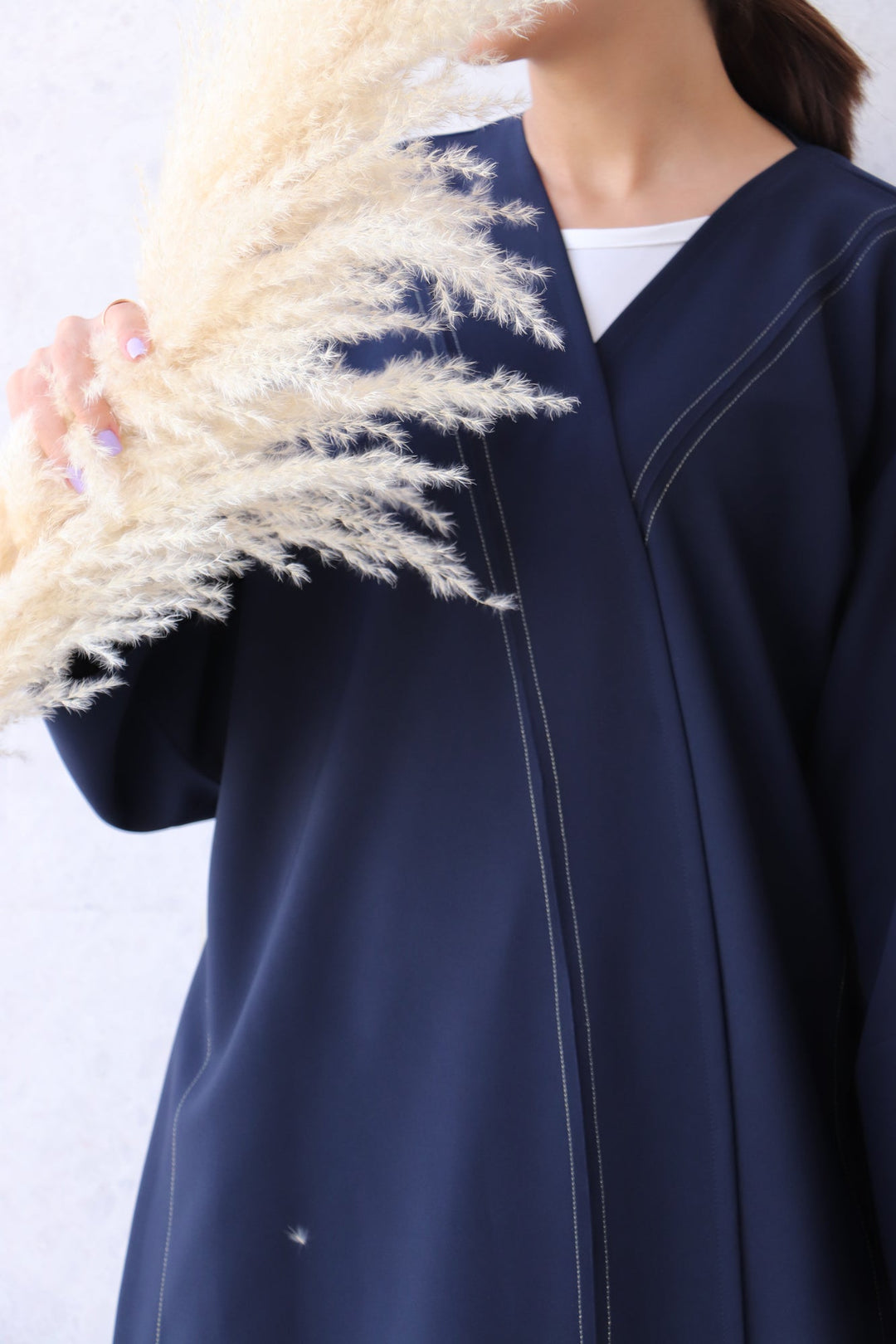 Basic 05 Five Navy Crepe Abaya ready to wear design look 3 by BASIC ABAYA DUBAI