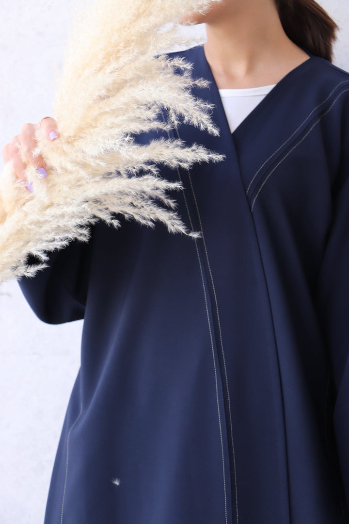 Basic 05 Five Navy Crepe Abaya ready to wear design look 3 by BASIC ABAYA DUBAI