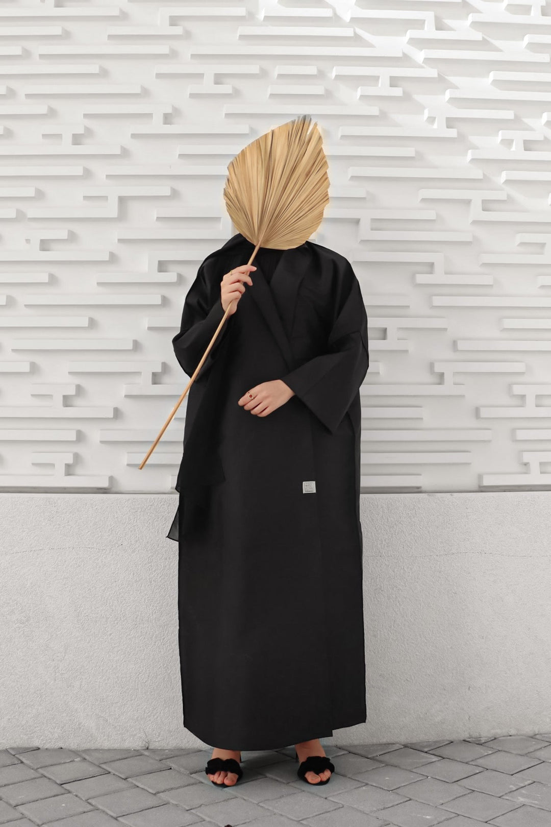 Basic 06 Six Black Tafetta Abaya ready to wear design look 1 by BASIC ABAYA DUBAI