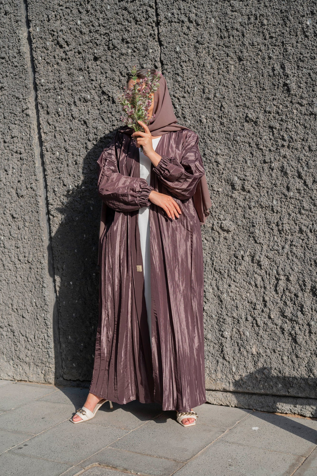 Basic 08 Eight Chocolate ready to wear Abaya design look 1 by BASIC ABAYA DUBAI