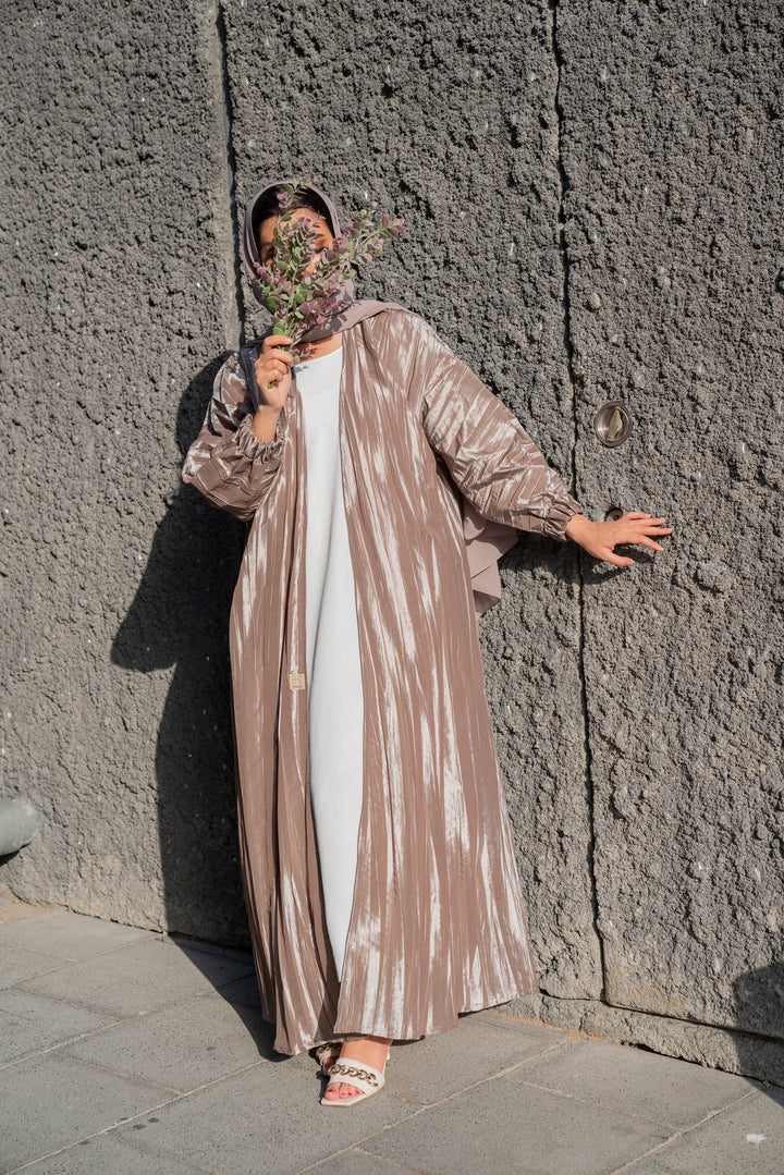 Basic 08 Eight Metallic ready to wear Abaya design look 1 by BASIC ABAYA DUBAI