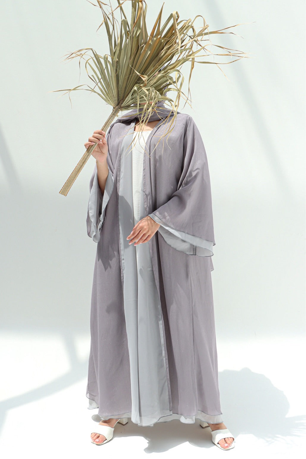 Basic 10 Ten Grey Abaya ready to wear look 1 from the LATEST ONLINE DUBAI ABAYAS COLLECTION