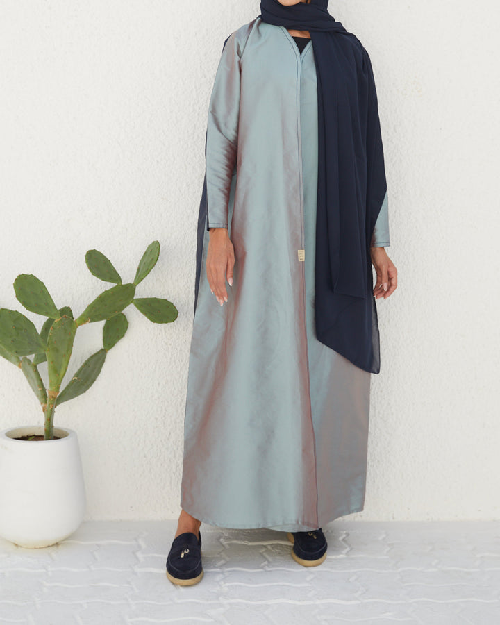 Basic 12 Twelve blue Abaya ready to wear look 1 from the LATEST ONLINE DUBAI ABAYAS COLLECTION