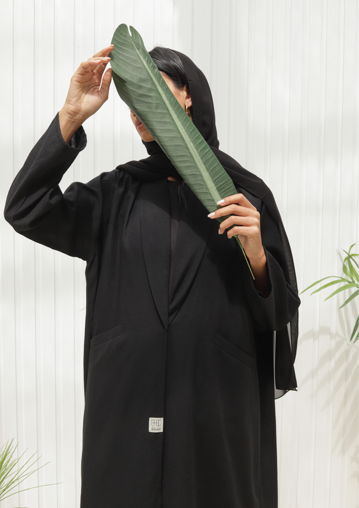 Buy Online Basic Linen (Black Abaya) - Ready to Wear  1