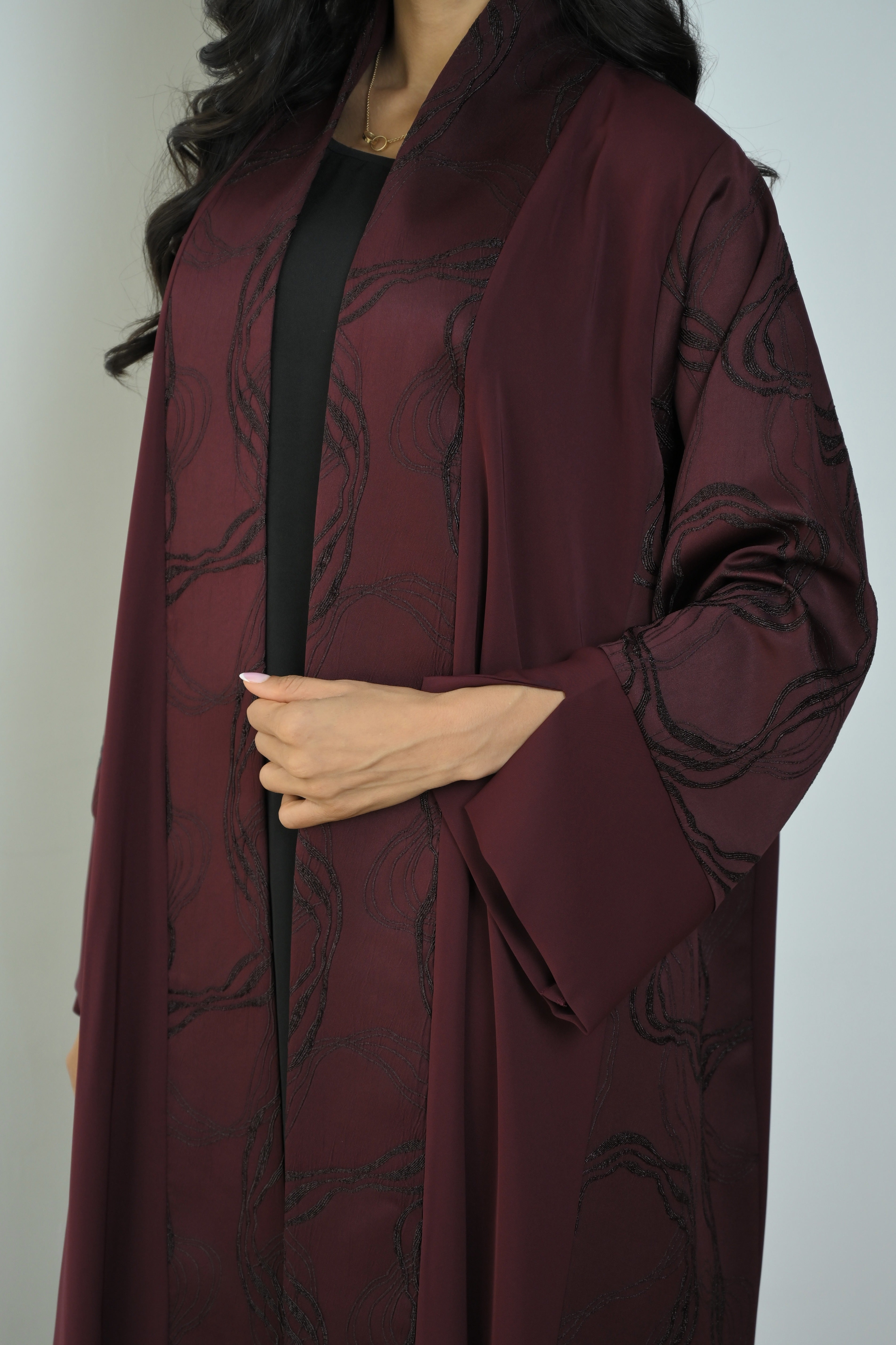 Basic Nada Panel (Maroon Abaya) - BasicAbaya