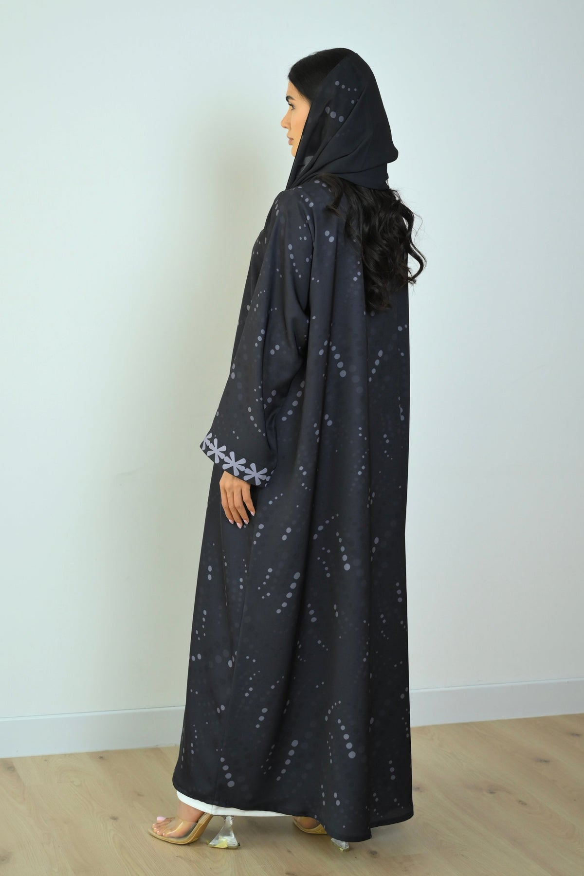 Basic Printed Polka (Black Abaya) - BasicAbaya