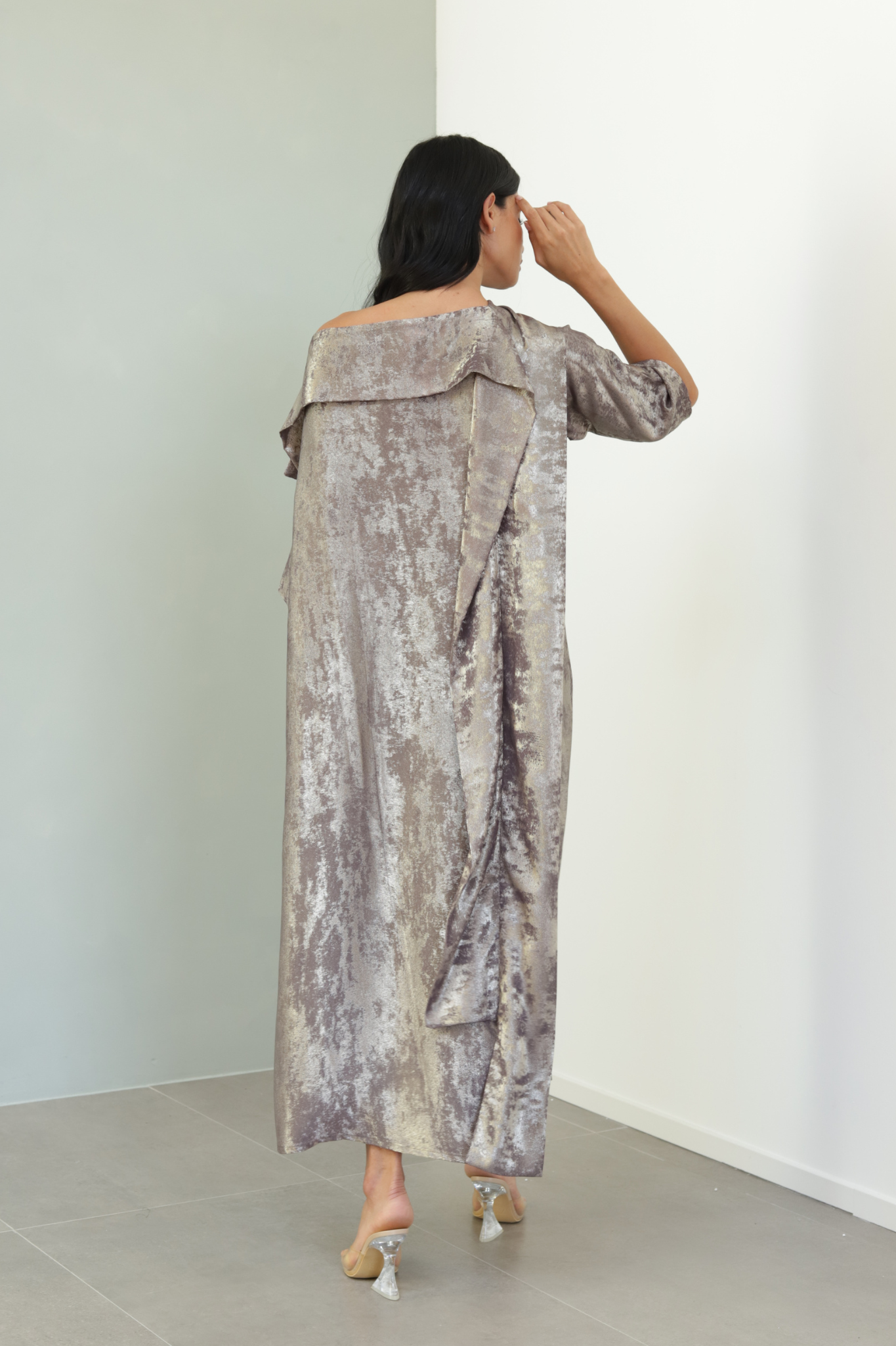 Basic Clouds Set (Grey Abaya with Dress) - BasicAbaya