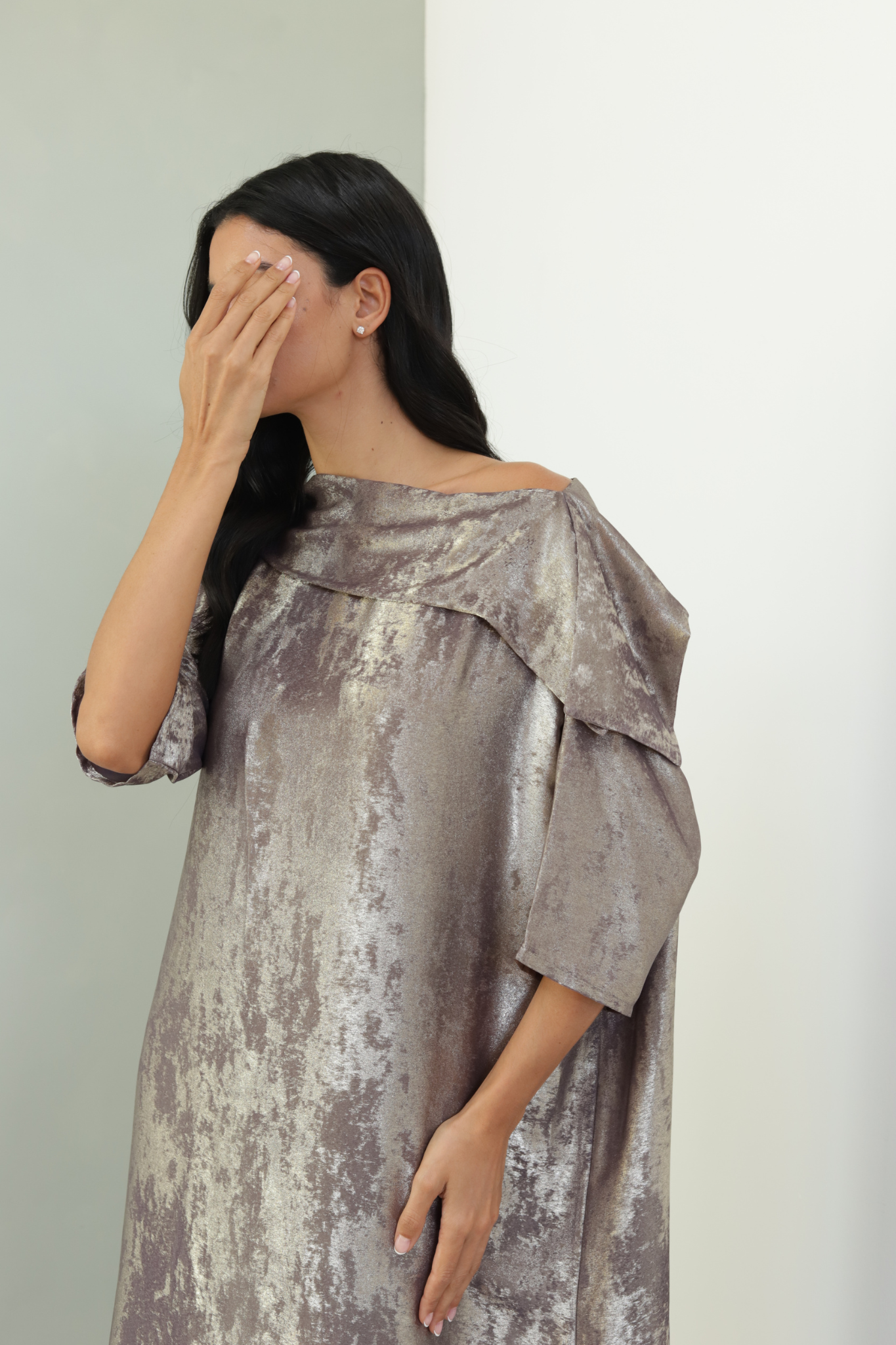 Basic Clouds Set (Grey Abaya with Dress) - BasicAbaya