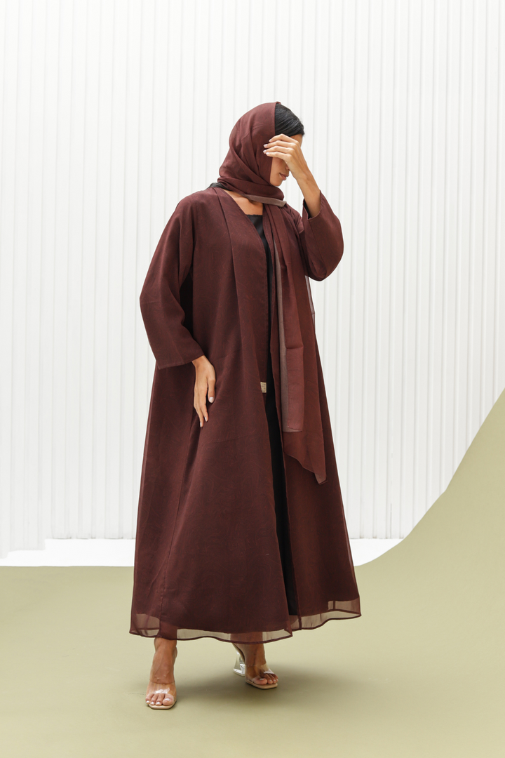 Basic Swirl (Brown Abaya) - Ready to Wear