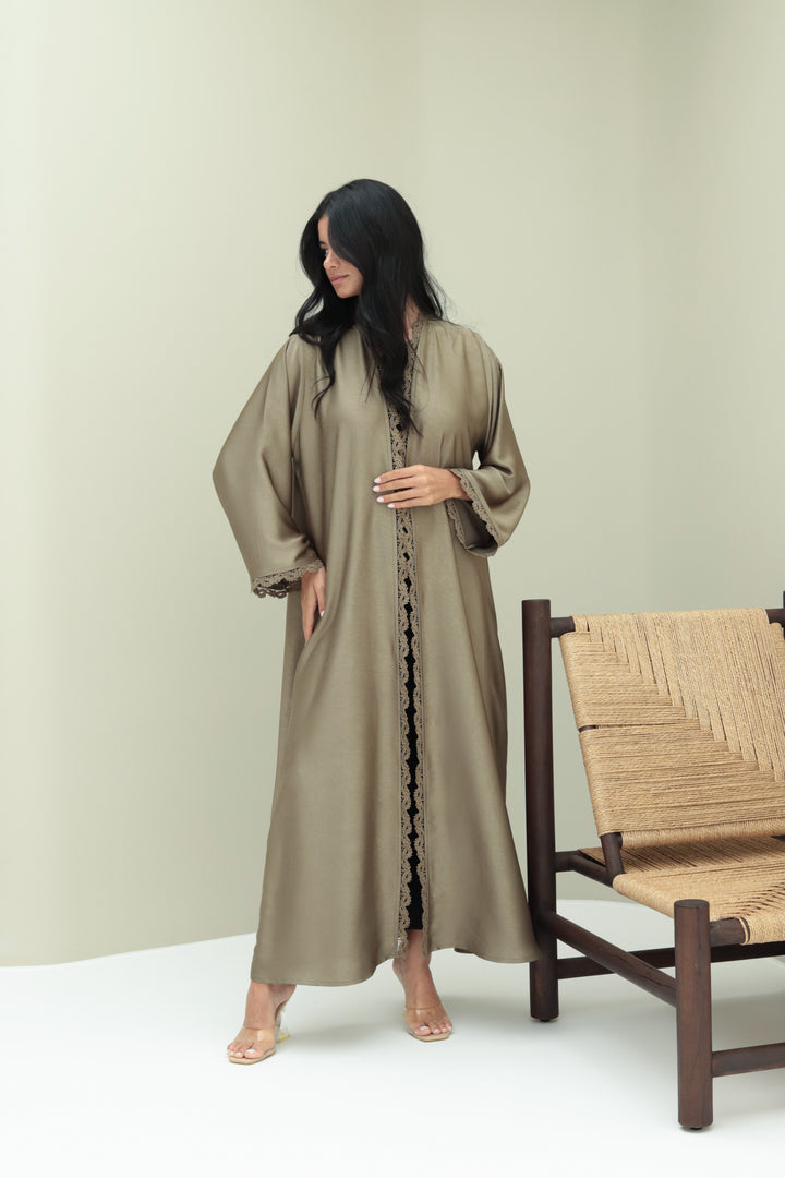 Basic Lace Border - Olive Abaya