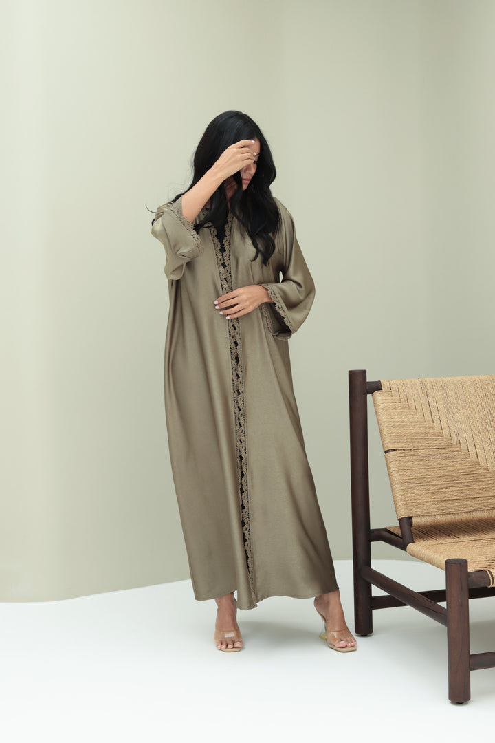 Basic Lace Border - Olive Abaya