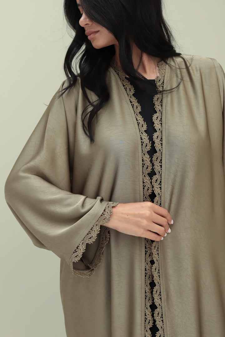 Basic Lace Border - Olive Abaya